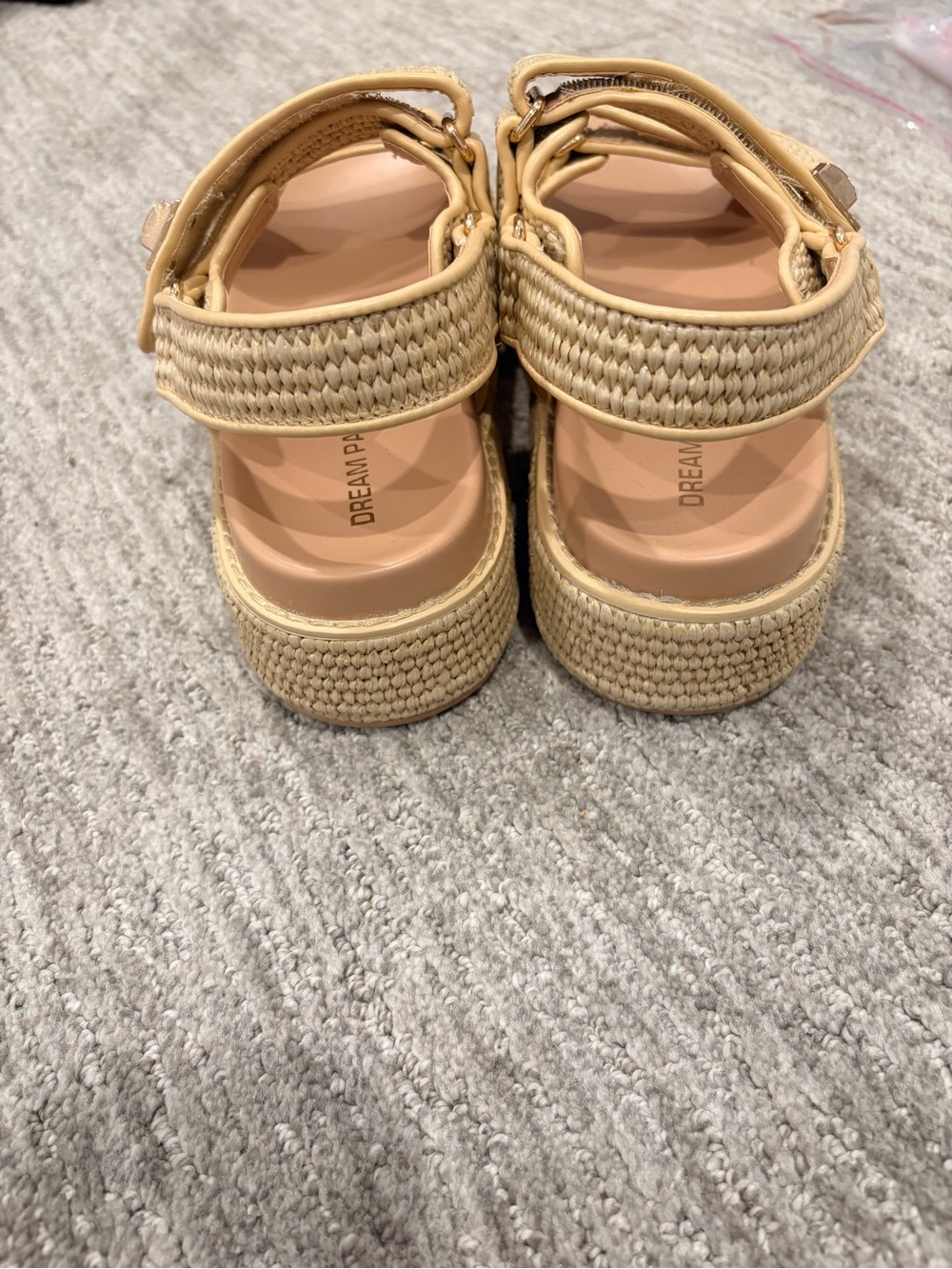 Dream Pairs Raffia Woven Platform Sandals Beige Size 8.5 - Picture 5 of 9